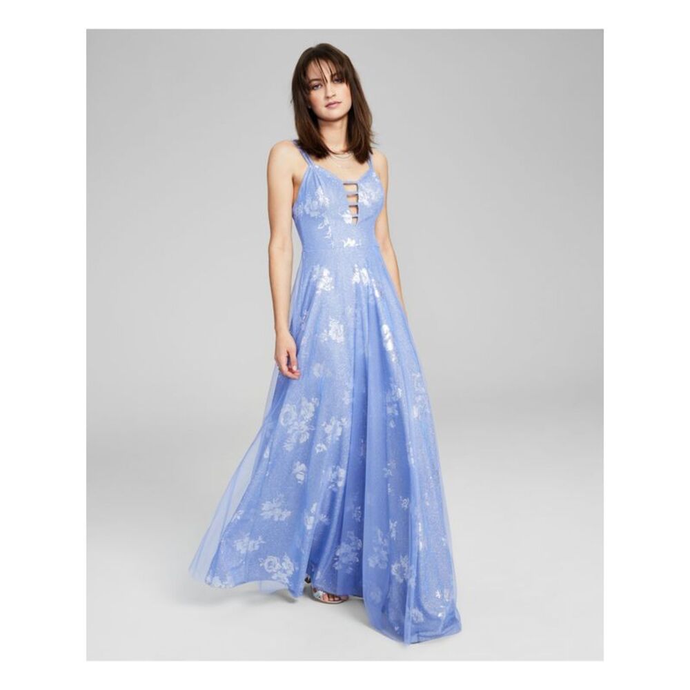 CITY STUDIO Womens Gown Dress Blue Sleeveless Strappy Lined Juniors 1